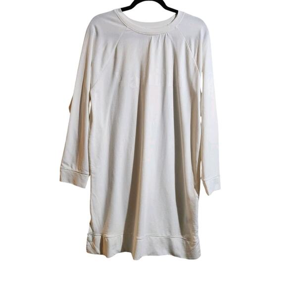 The Drop Amazon Ecru Sweater DRESS Side Slit Vanilla Size Medium Relaxed Casual - Picture 2 of 13